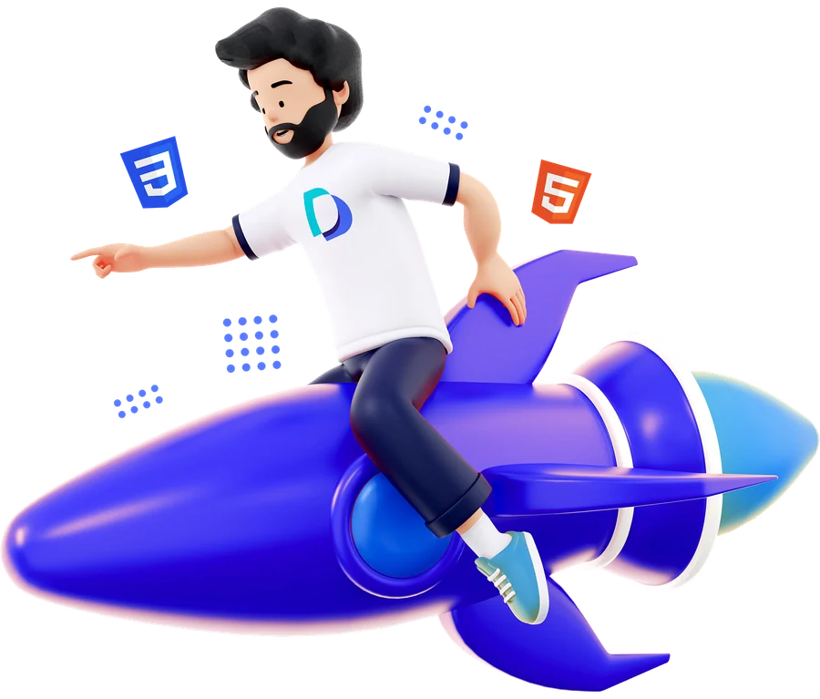 Devsmith character on rocket